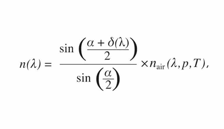 Formel vom Brechungsindex des Prismenmaterials