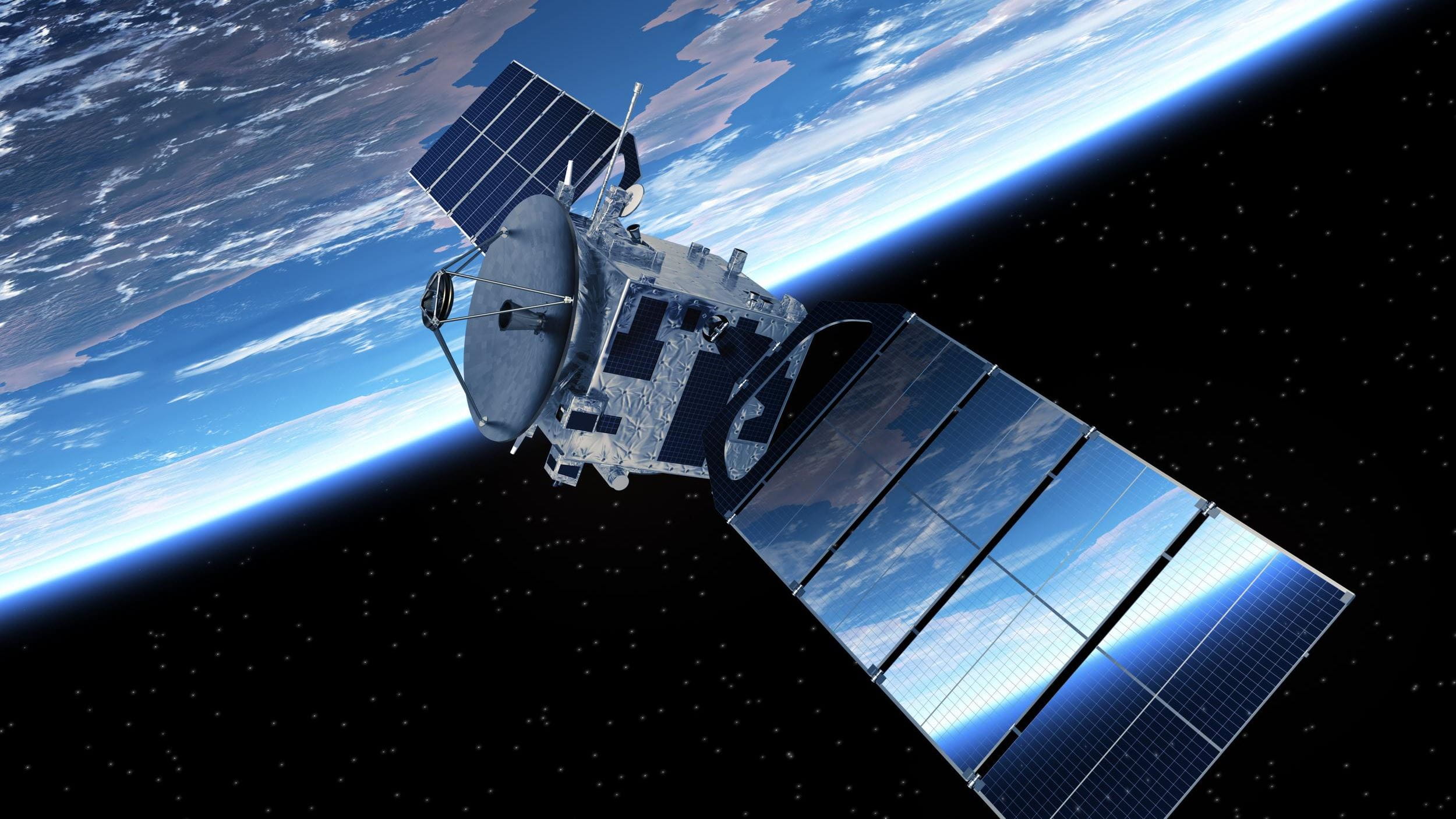 Satellit im Weltall vor Erde