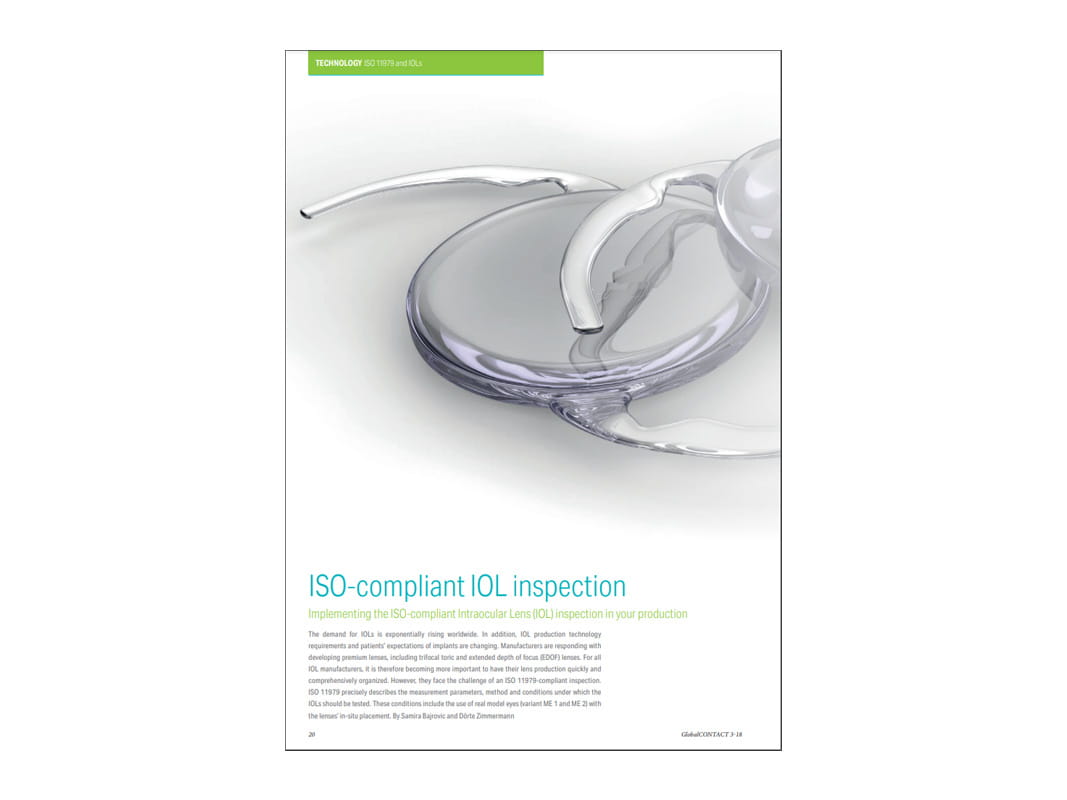 ISO compliant IOL inspection