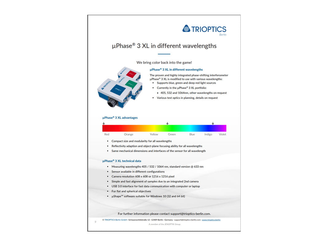µPhase® 3 XL in different wavelengths Flyer