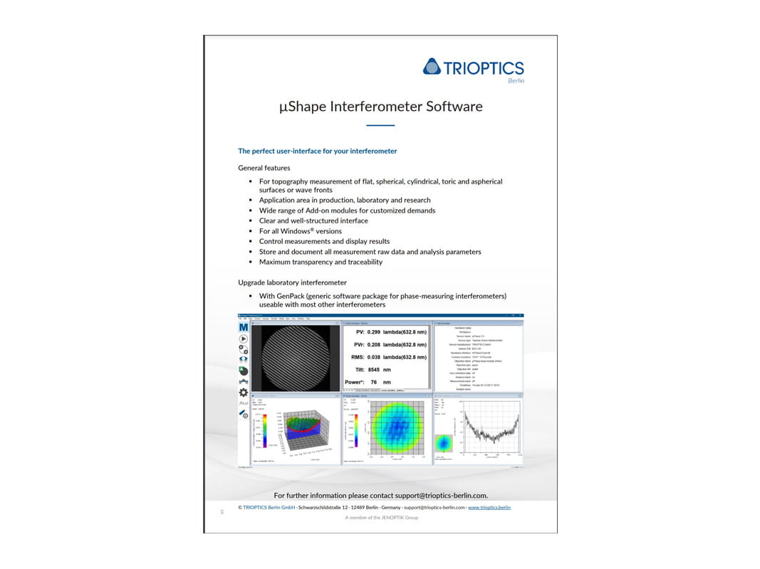 µShape Interferometer Software Flyer